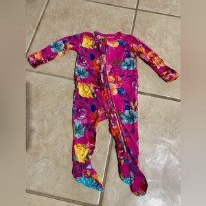 PoshPeanut Pink Floral Baby Footie